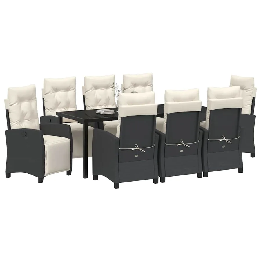 Ensemble de salle à manger pour jardin 9 pcs Noir polyrotin - 3