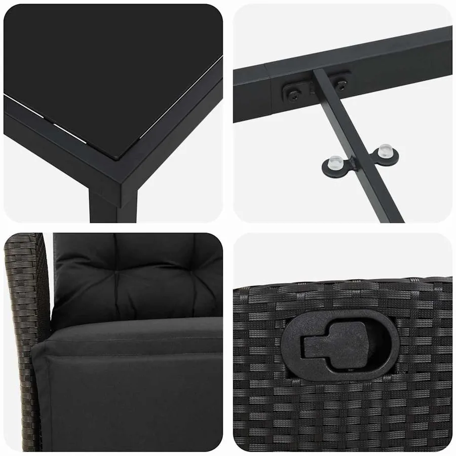 Ensemble de salle à manger pour jardin 7 pcs Noir polyrotin - 9