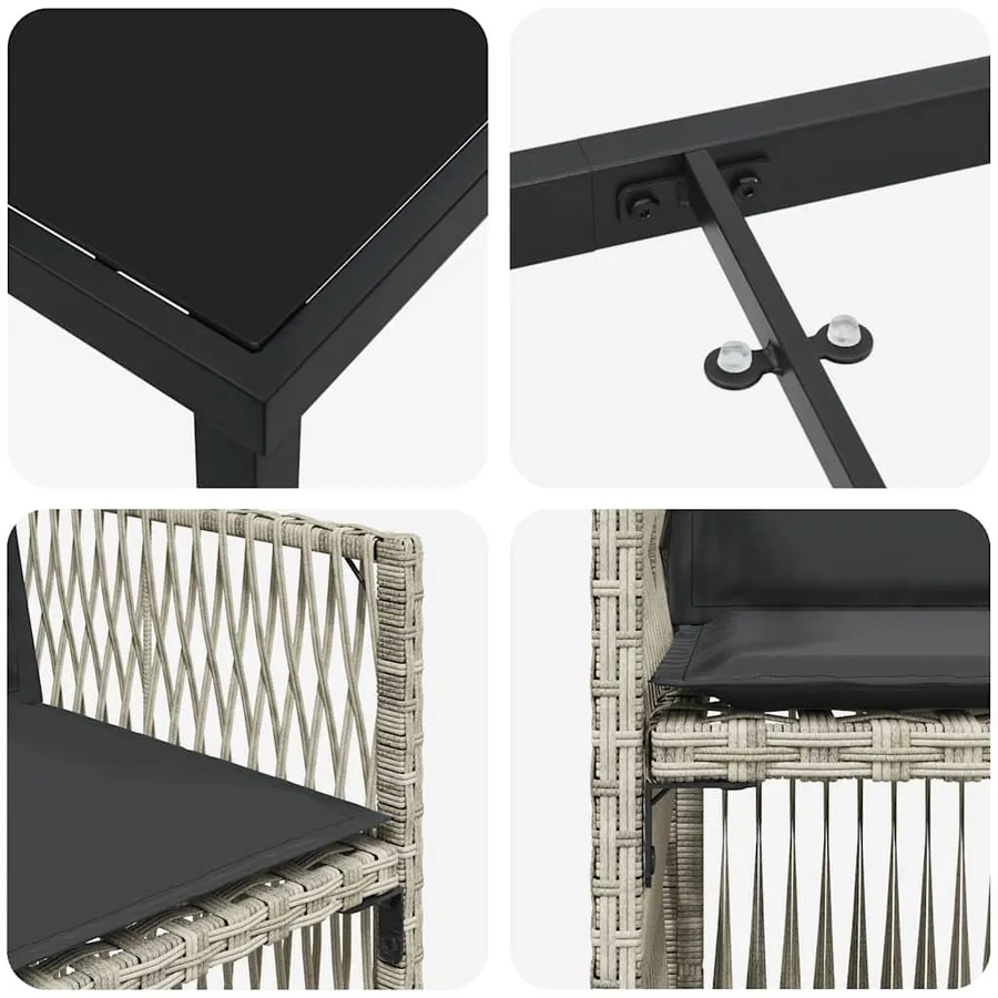 Ensemble de salle à manger pour jardin 9 pcs Gris clair - 9