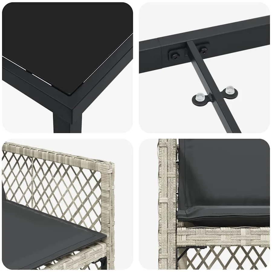 Ensemble de salle à manger pour jardin 9 pcs Gris clair - 9