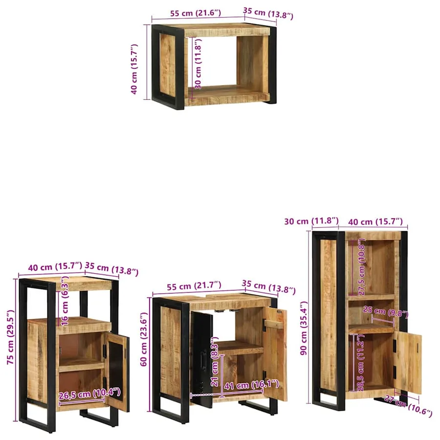 Ensemble de mobilier de salle de bain avec tiroir 4 pcs - 13