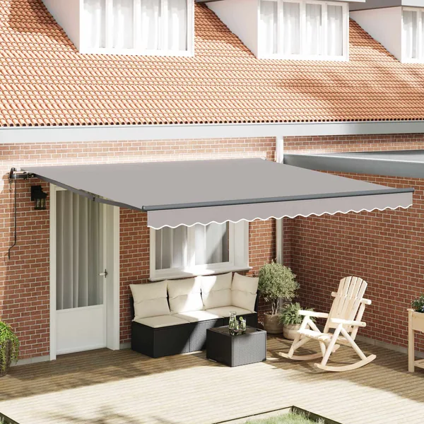 Auvent rétractable Gris clair 400 × 350 cm Tissu et Aluminium