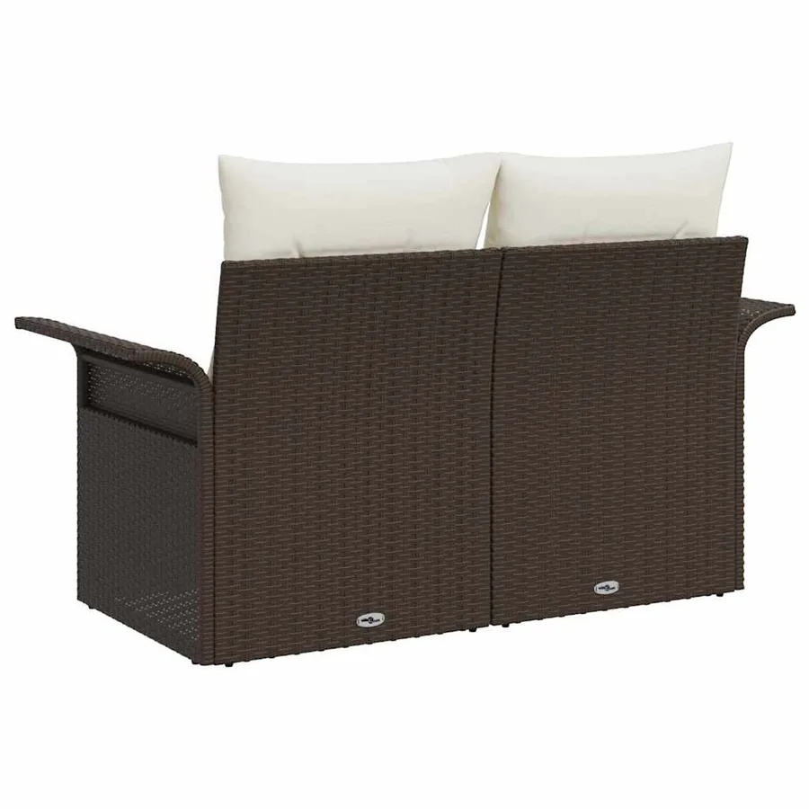 Canapé de jardin avec coussin Marron 141 x 62 x 69 cm polyrotin - 4