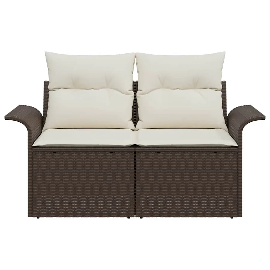 Canapé de jardin avec coussin Marron 141 x 62 x 69 cm polyrotin - 5