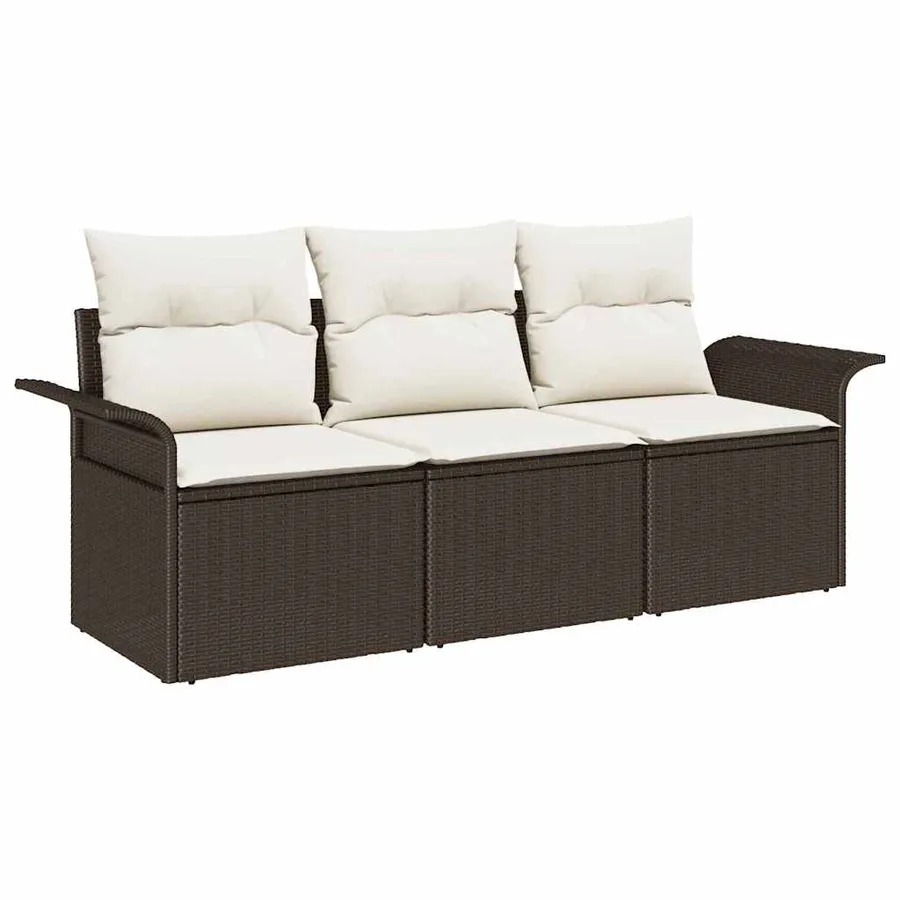 Ensemble de Canapés 3 pcs Marron et Crème polyrotin - 2