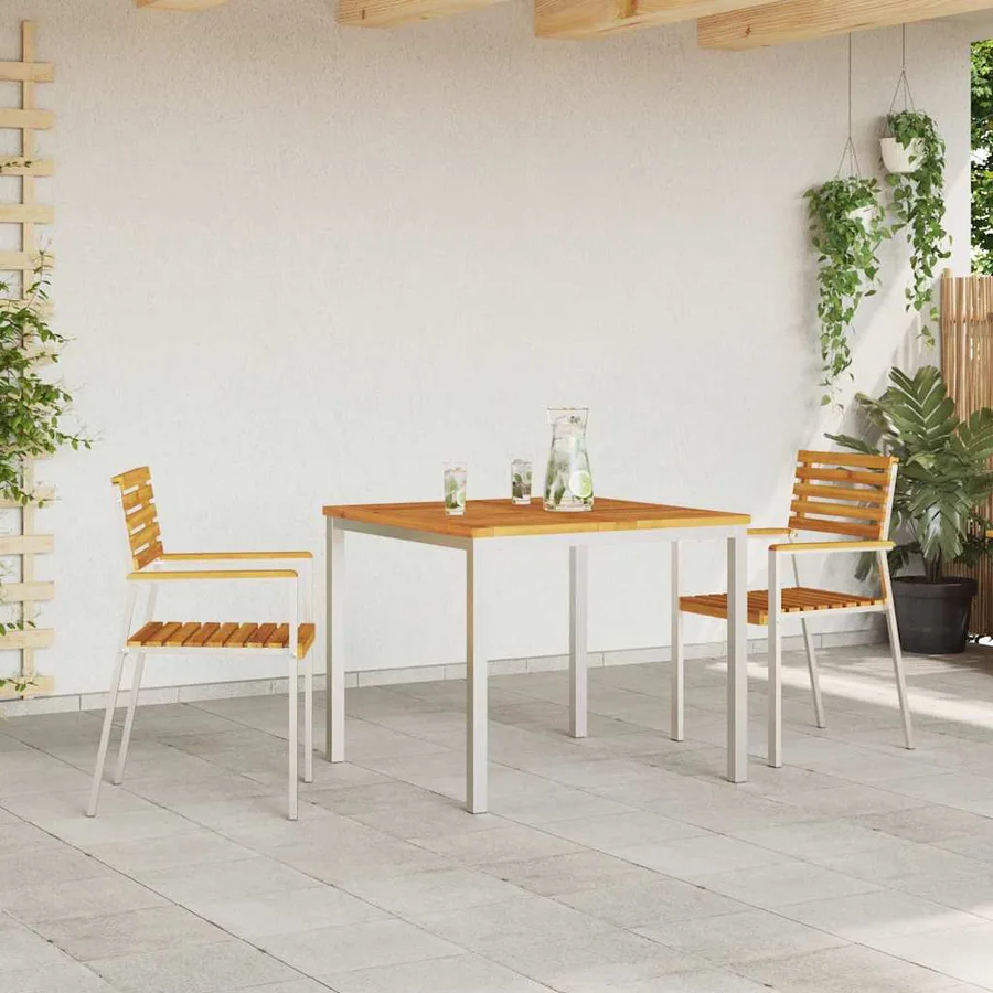 Chaise de jardin 2 pcs Bois d'acacia massif et acier inoxydable - 3