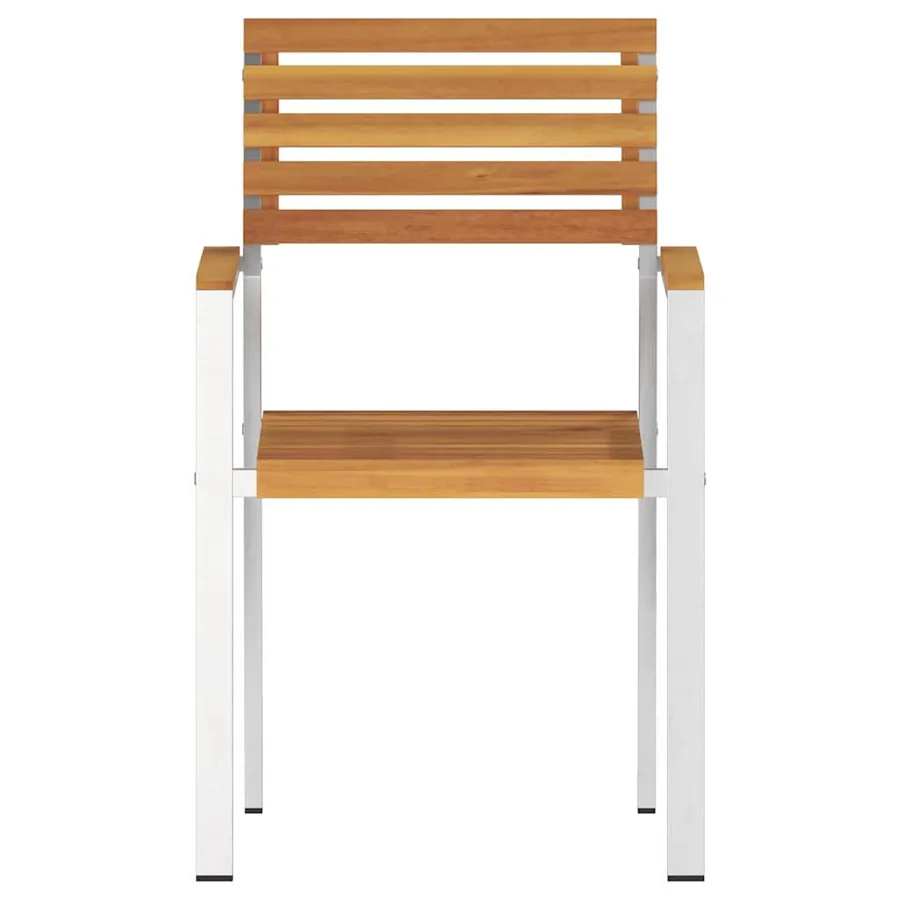Chaise de jardin 2 pcs Bois d'acacia massif et acier inoxydable - 5