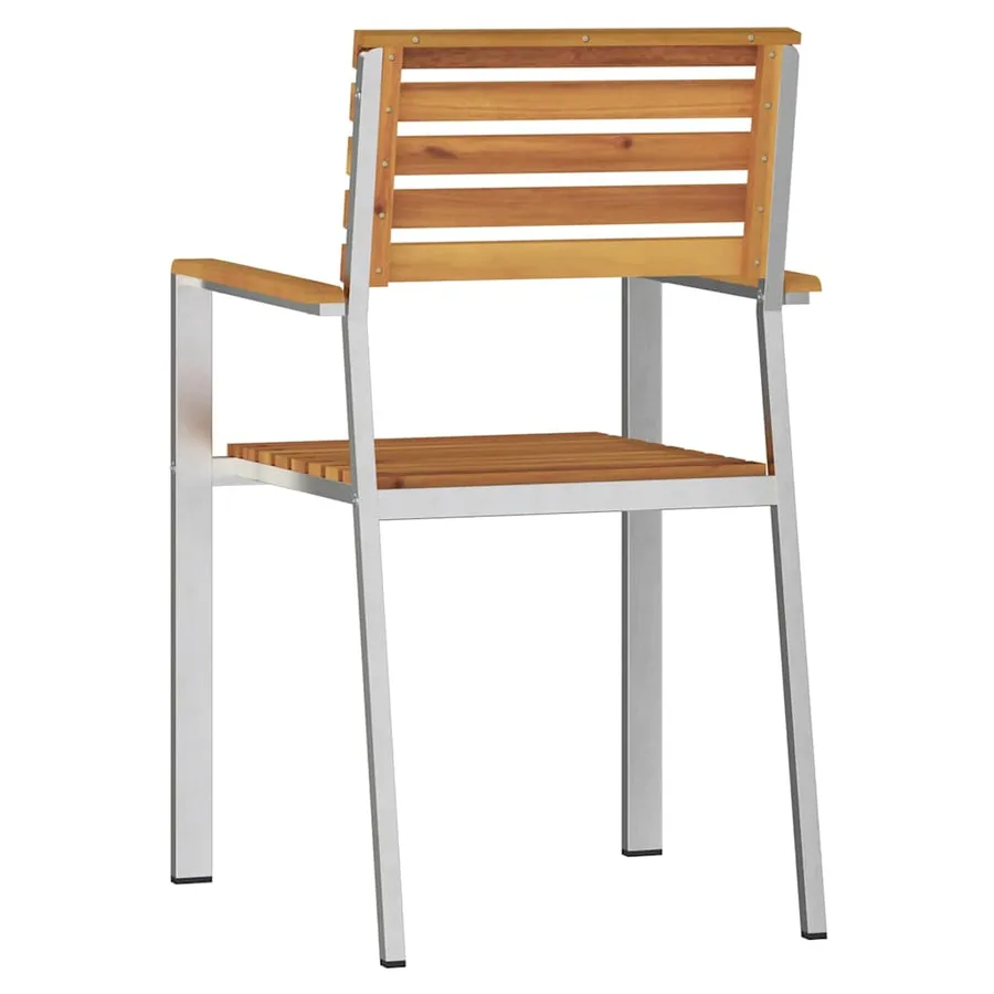 Chaise de jardin 2 pcs Bois d'acacia massif et acier inoxydable - 7
