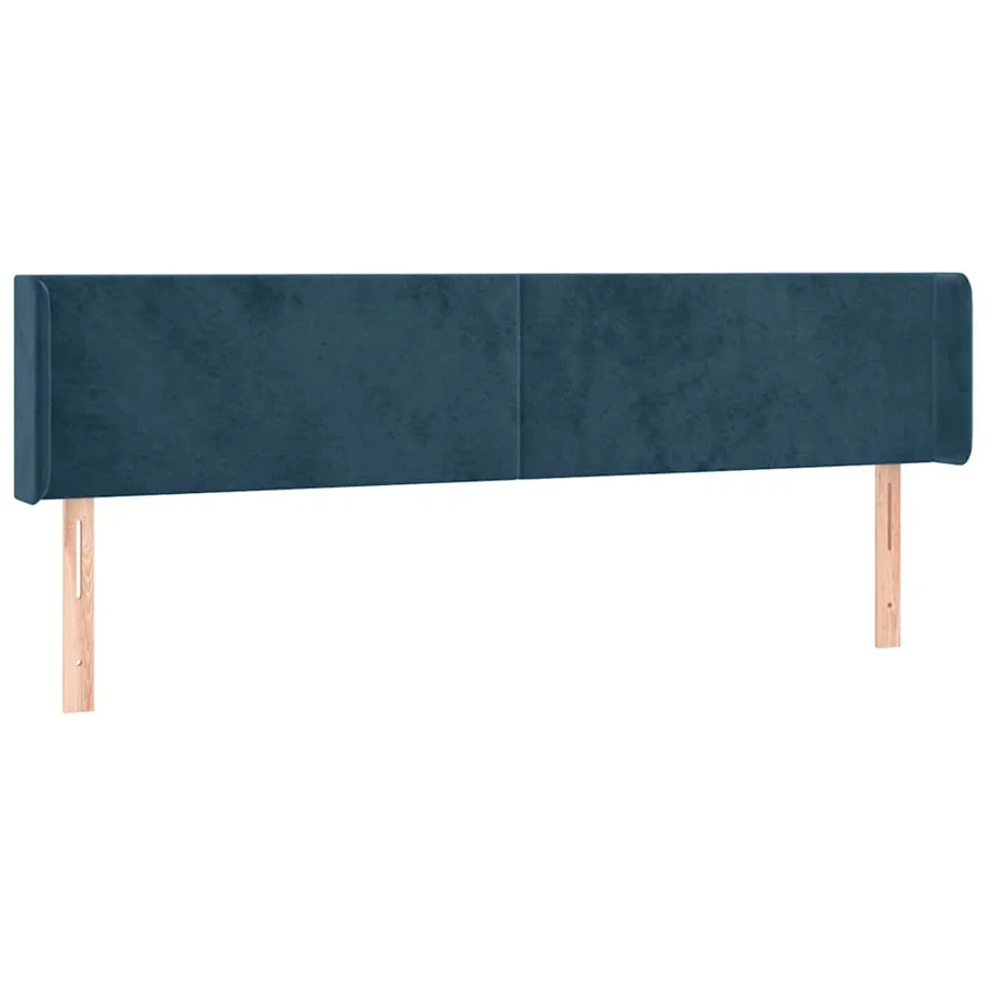 Tête de lit avec oreilles Bleu foncé 183x16x78/88 cm Velours - 2
