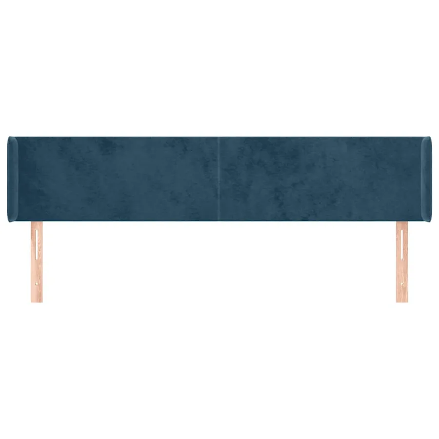 Tête de lit avec oreilles Bleu foncé 183x16x78/88 cm Velours - 3