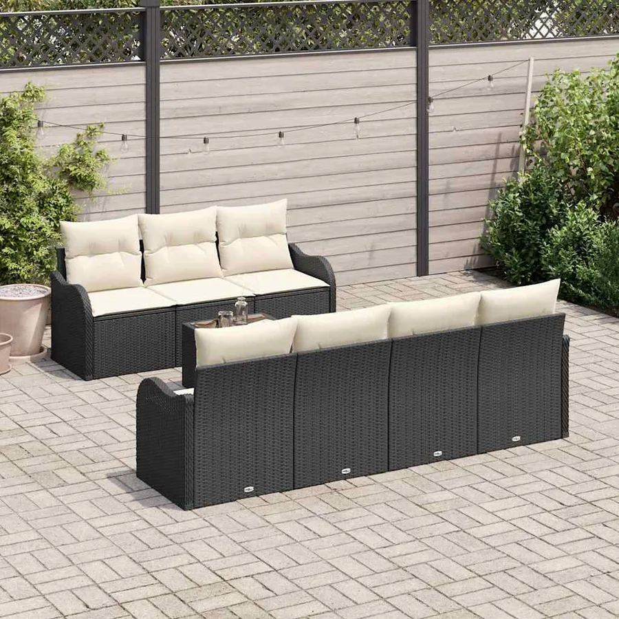 Ensemble de canapé de jardin Noir 55 x 55 x 37 cm polyrotin - 3