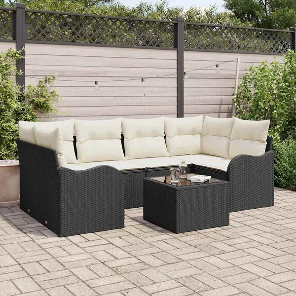 Ensemble de canapé de jardin Noir 55 x 55 x 37 cm polyrotin