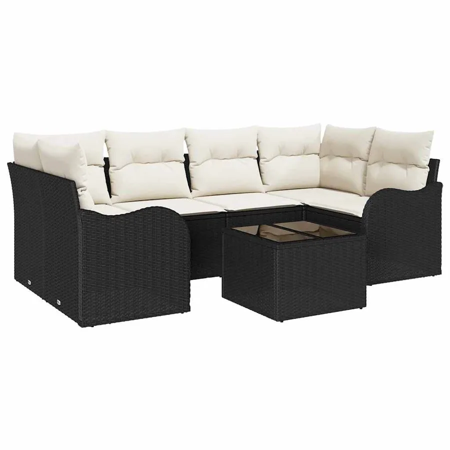 Ensemble de canapé de jardin Noir 55 x 55 x 37 cm polyrotin - 2