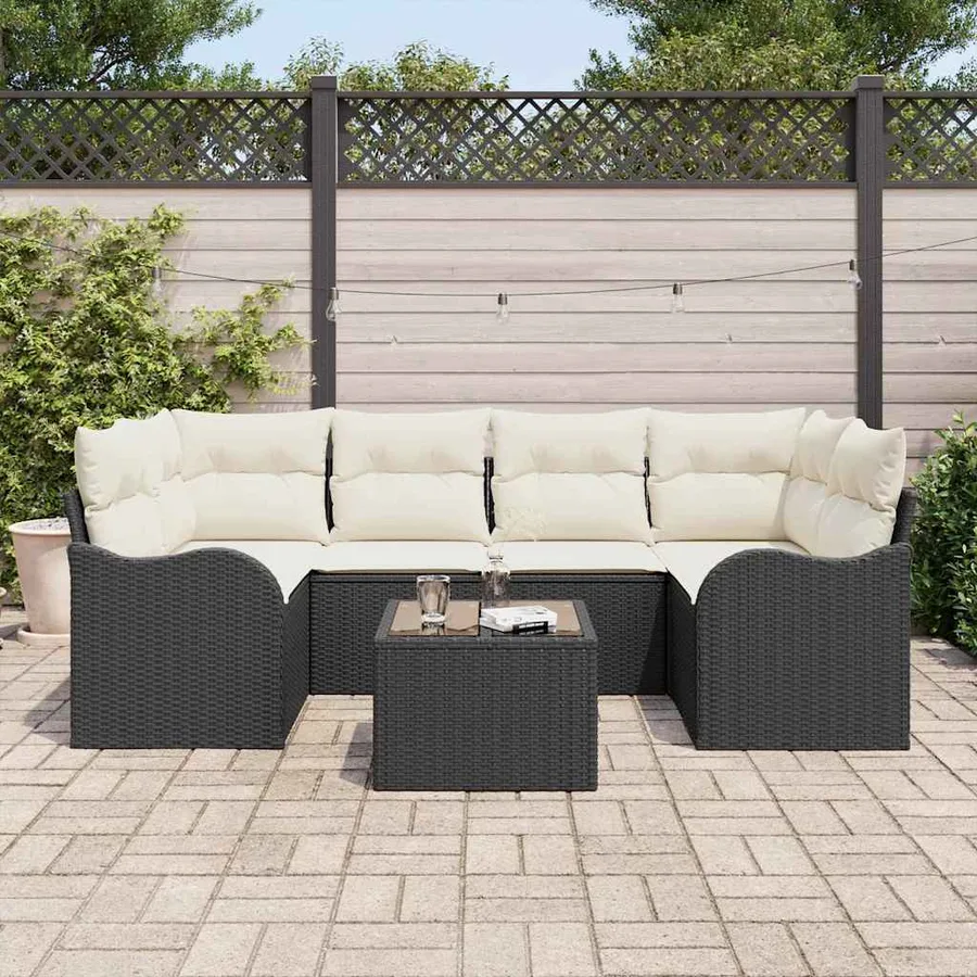 Ensemble de canapé de jardin Noir 55 x 55 x 37 cm polyrotin - 3