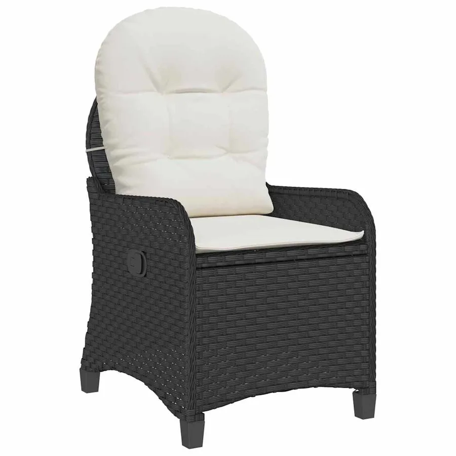 Fauteuil inclinable avec coussin Noir 56 x 66 x 95 cm polyrotin - 2