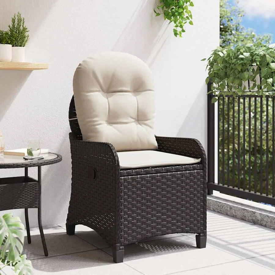 Fauteuil inclinable avec coussin Noir 56 x 66 x 95 cm polyrotin - 3