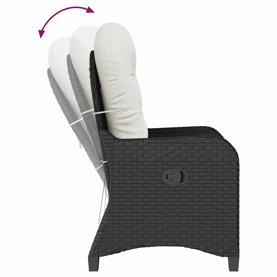Fauteuil inclinable avec coussin Noir 56 x 66 x 95 cm polyrotin - 8