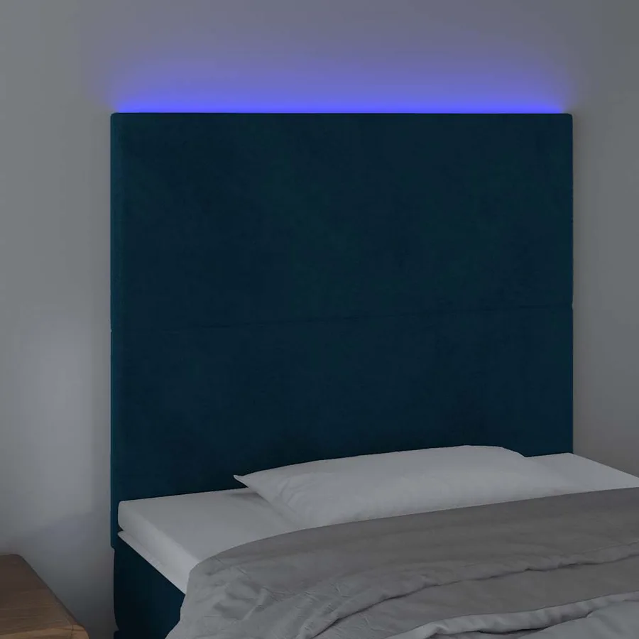 Tête de lit à LED Bleu foncé 90x5x118/128 cm Velours - 3