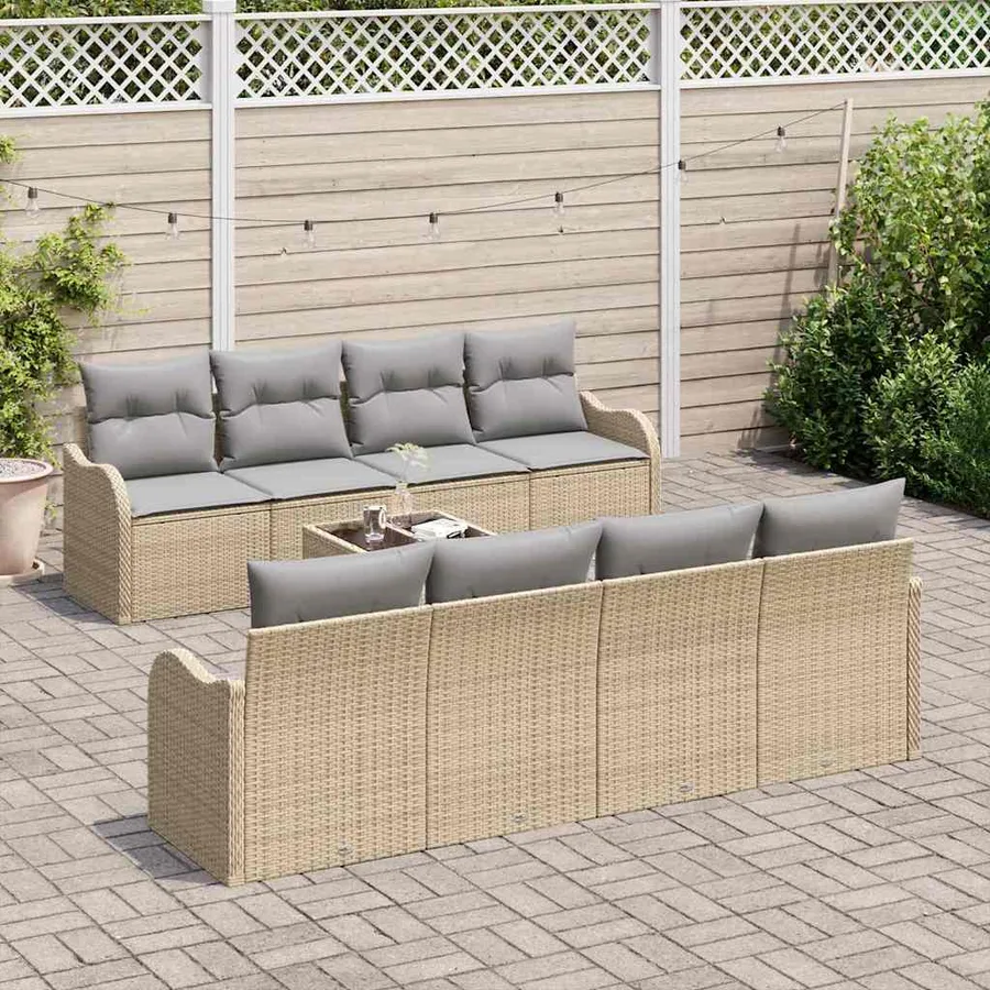 Ensemble de canapé de jardin Beige 55 x 55 x 37 cm polyrotin - 3