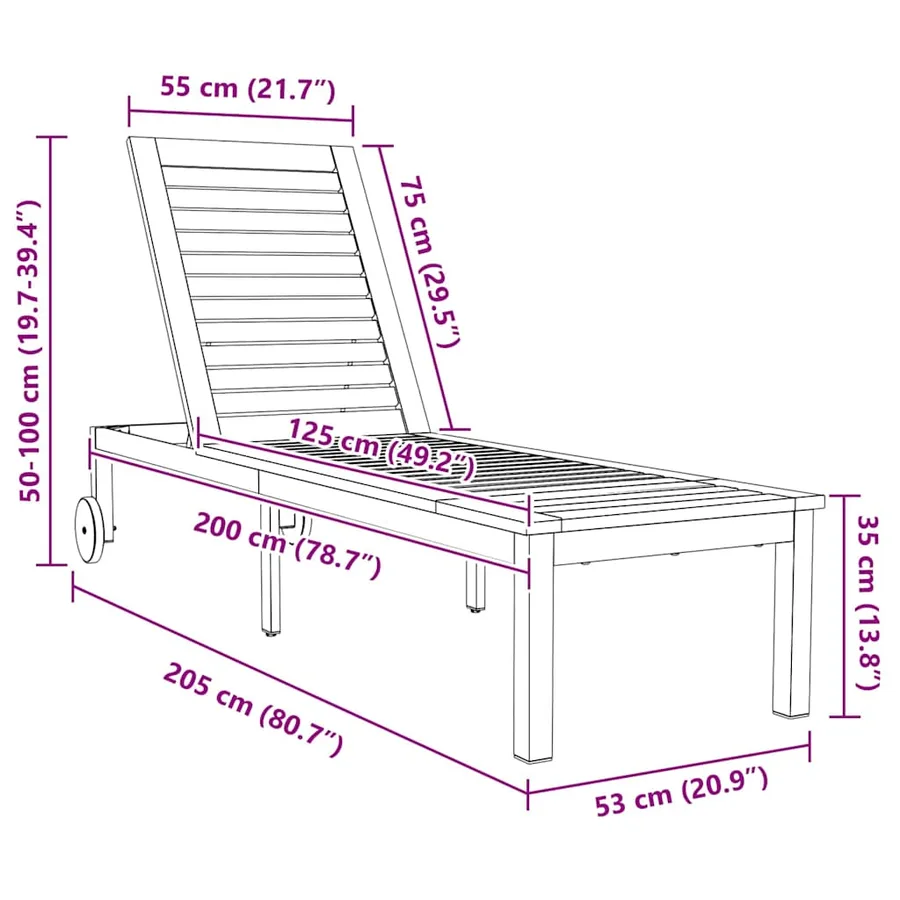 Transat Bois d'acacia massif et acier inoxydable - 10
