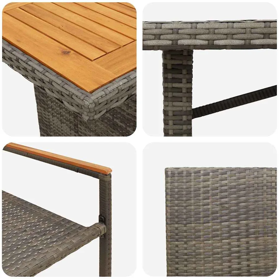 Ensemble de salle à manger pour jardin 9 pcs Gris polyrotin - 9