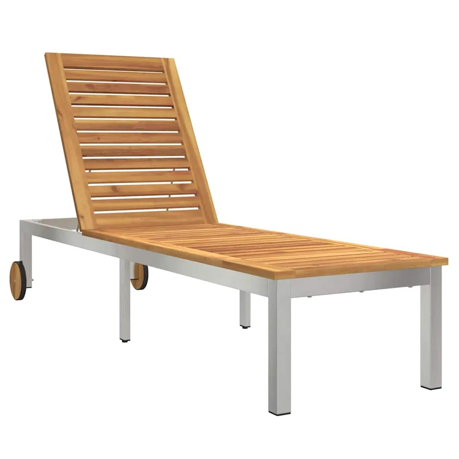 Transat 3 pcs Marron Bois d'acacia massif et acier inoxydable - 5