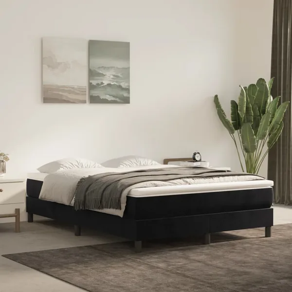 Matelas de lit à ressorts ensachés fermeté moyenne Noir 140x200x20 cm Velours