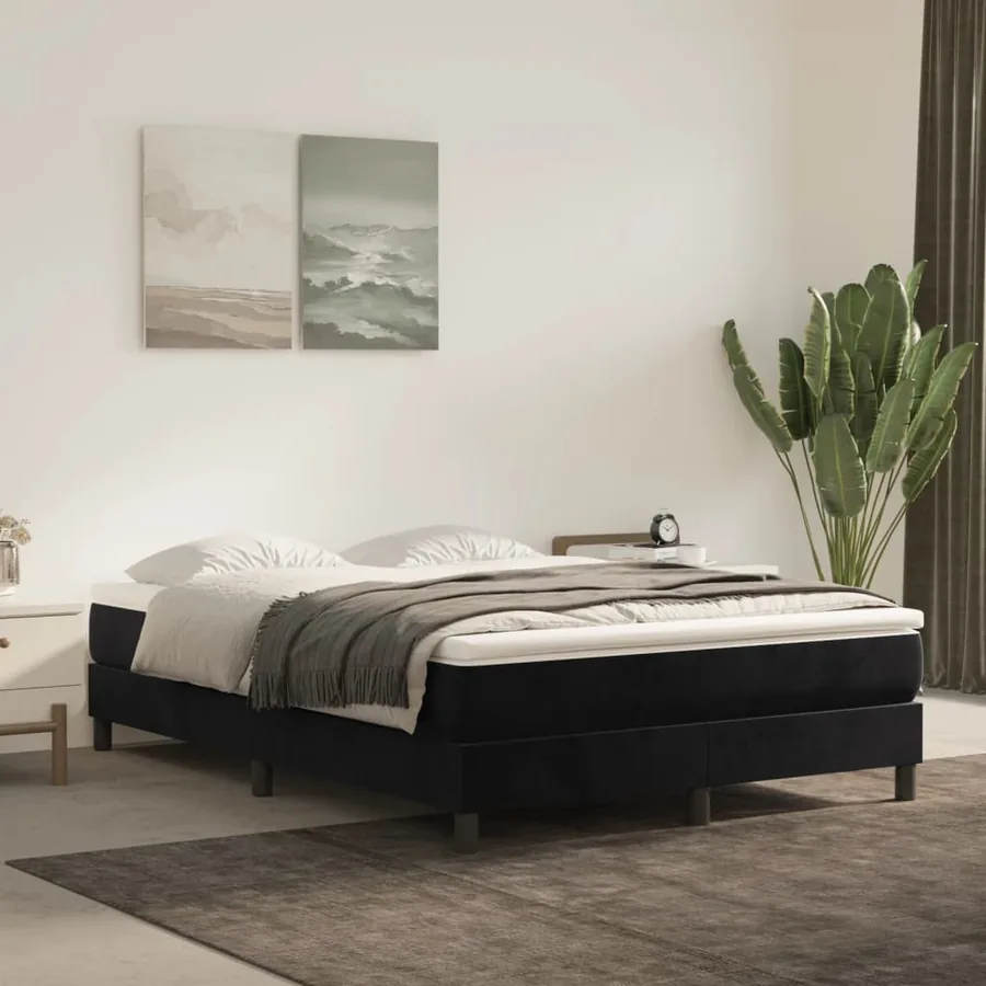 Matelas de lit à ressorts ensachés fermeté moyenne Noir 140x200x20 cm Velours