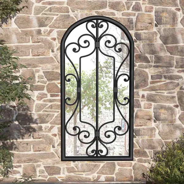 Miroir de jardin Noir 70x30 cm Fer pour utilisation extérieure