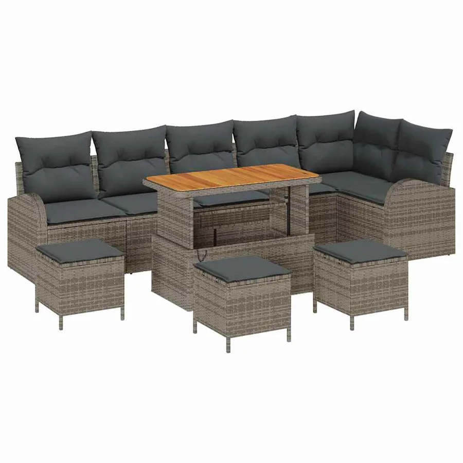 Ensemble de canapé de jardin avec coussin 10 pcs Gris - 2