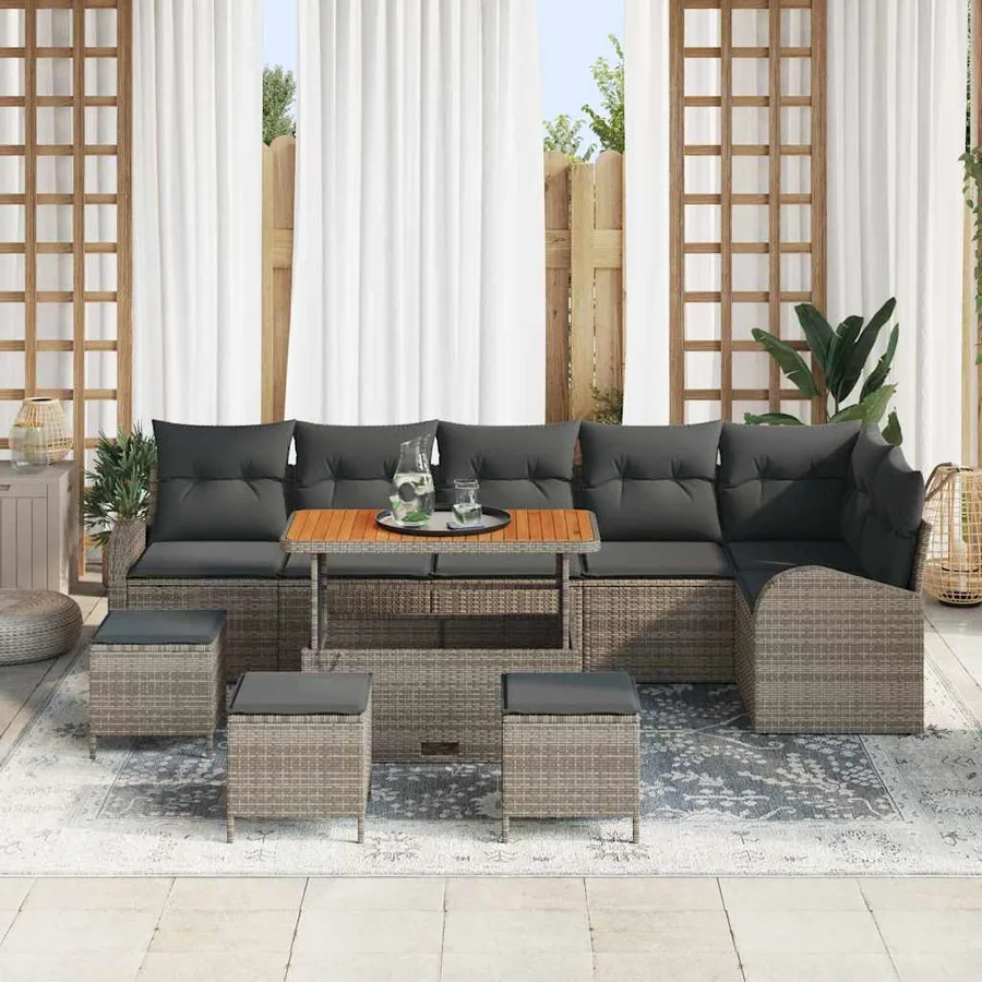 Ensemble de canapé de jardin avec coussin 10 pcs Gris - 3