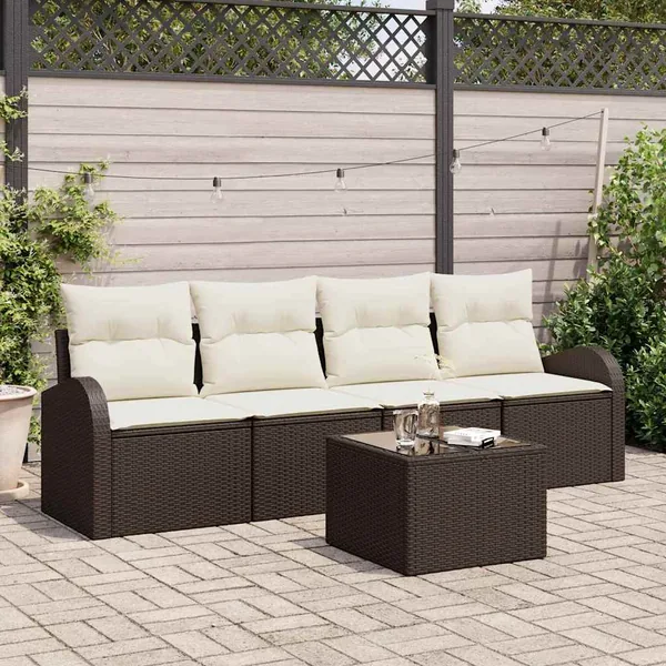 Ensemble de canapé de jardin Marron 55 x 55 x 37 cm polyrotin