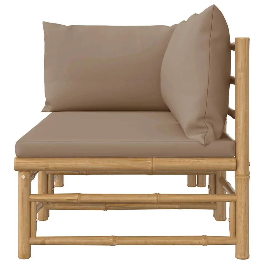 Salon de jardin 2 pcs avec coussins taupe bambou - 6