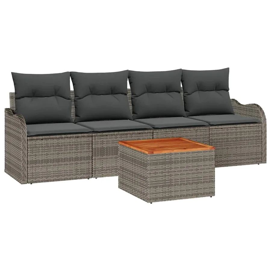 Ensemble de canapé de jardin avec stockage 5 pcs Gris polyrotin - 2