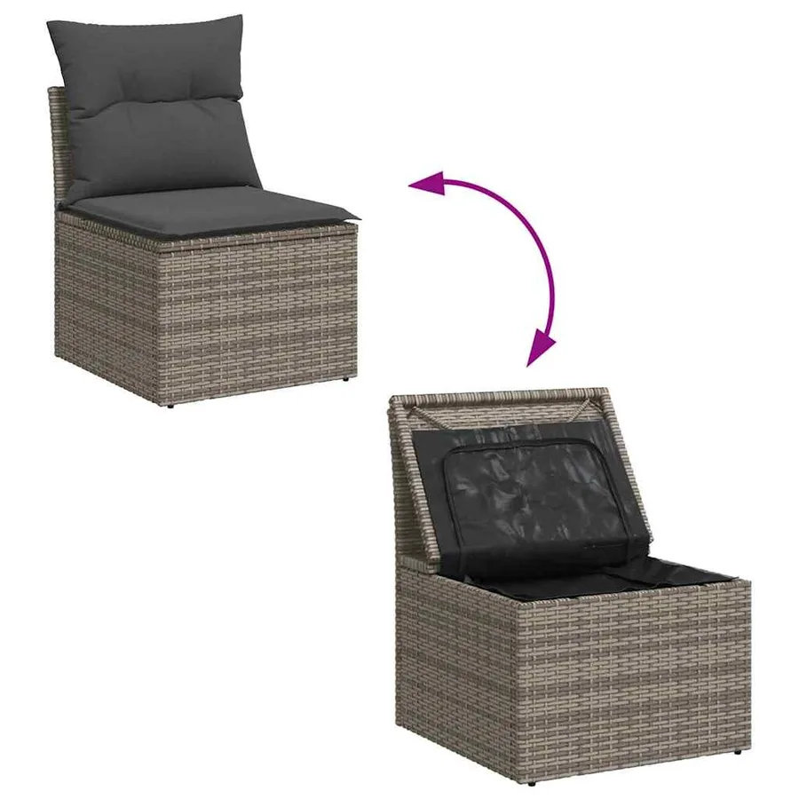 Ensemble de canapé de jardin 5 pcs Gris Poly Rattan - 12
