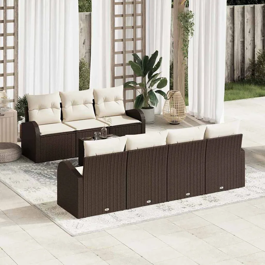 Ensemble de canapé de jardin Marron 55 x 55 x 37 cm polyrotin