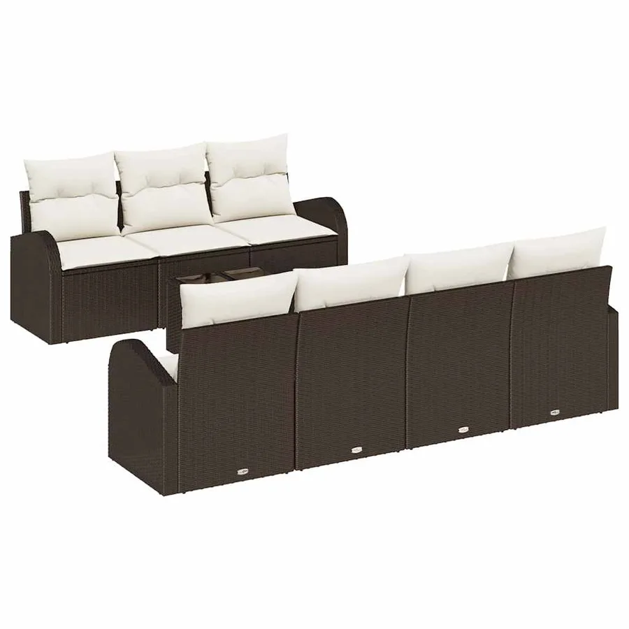 Ensemble de canapé de jardin Marron 55 x 55 x 37 cm polyrotin - 2