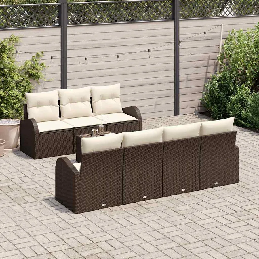 Ensemble de canapé de jardin Marron 55 x 55 x 37 cm polyrotin - 3