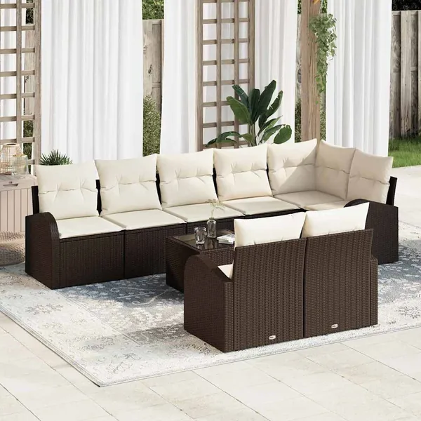 Ensemble de canapé de jardin Marron et Crème 55 x 55 x 37 cm
