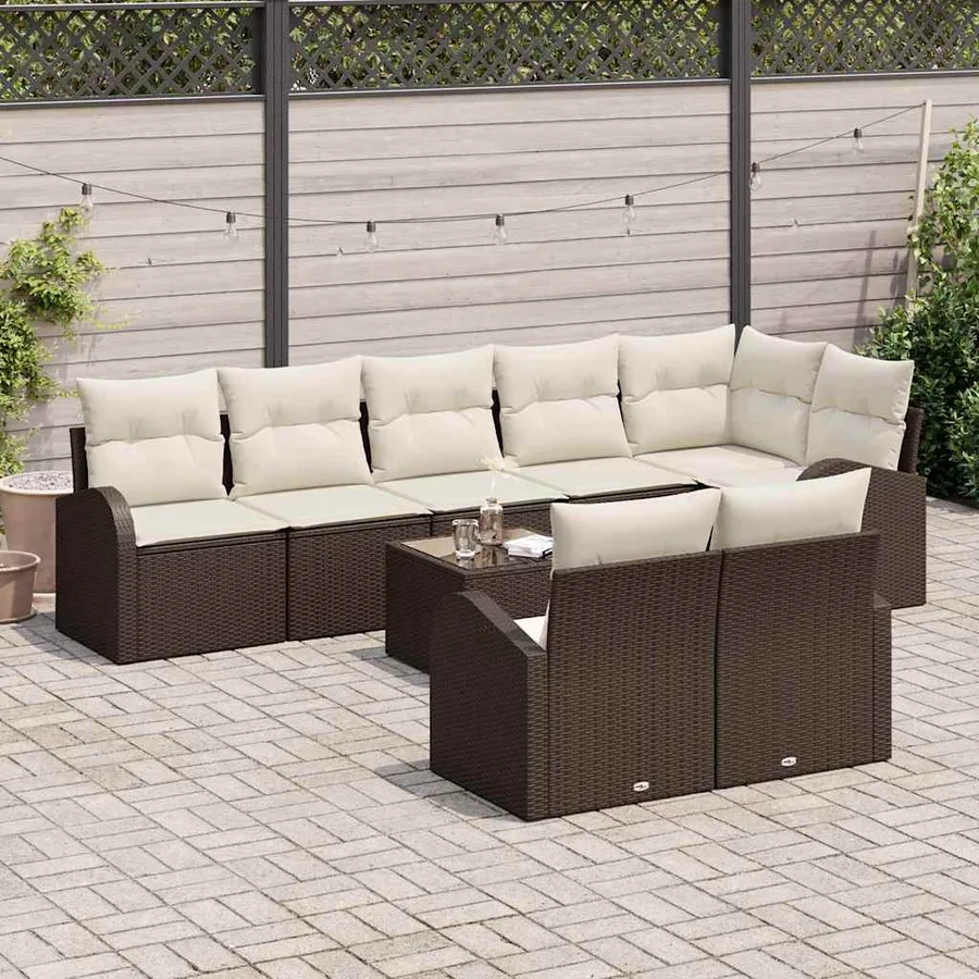 Ensemble de canapé de jardin Marron et Crème 55 x 55 x 37 cm - 3