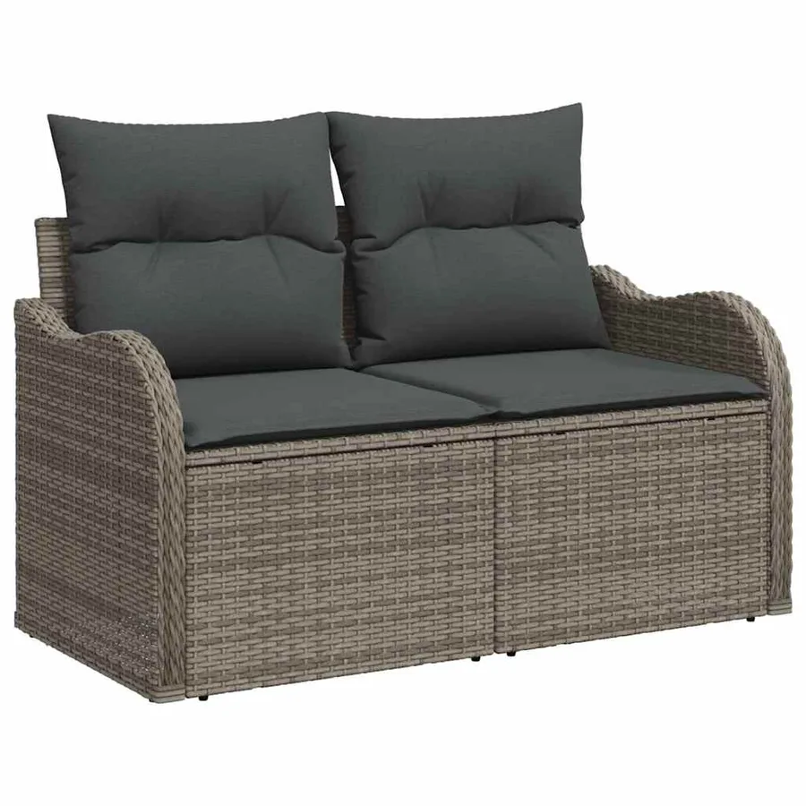 Ensemble de canapé de jardin 8 pcs Gris Poly Rattan - 4