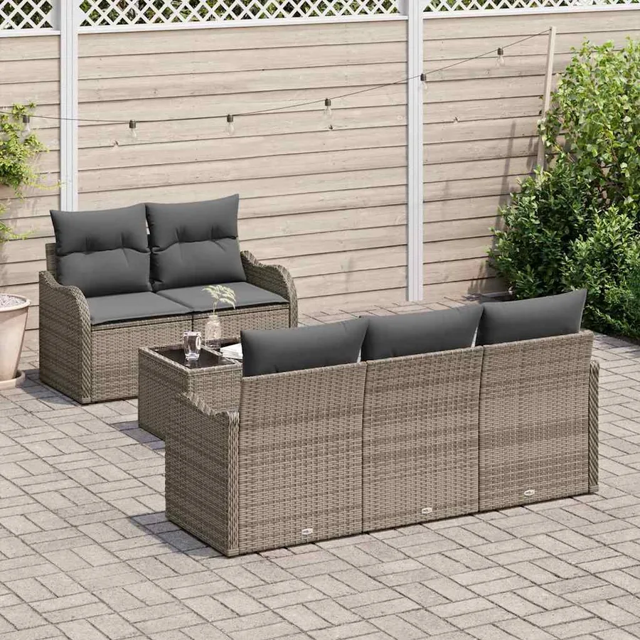 Ensemble de canapé de jardin avec coussin 6 pcs Gris - 3