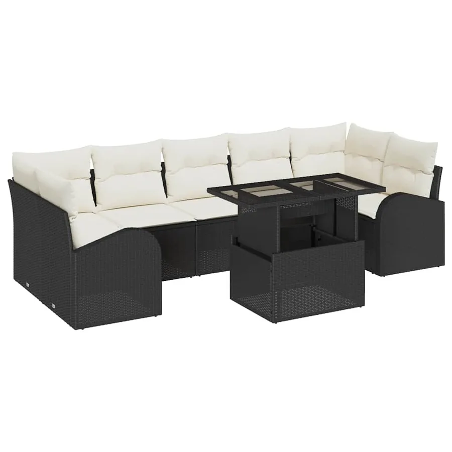 Ensemble de canapé de jardin 8 pcs Noir Poly Rattan - 2