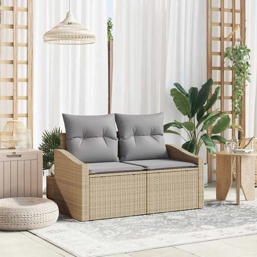 Canapé de jardin avec coussin 123 x 62 x 69 cm polyrotin - 3