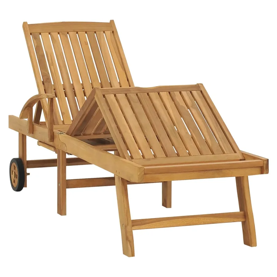 Chaise longue avec table Bois de teck solide - 2
