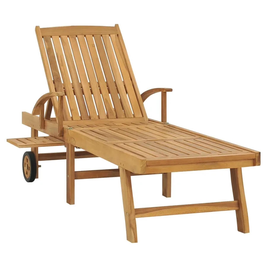 Chaise longue avec table Bois de teck solide - 3