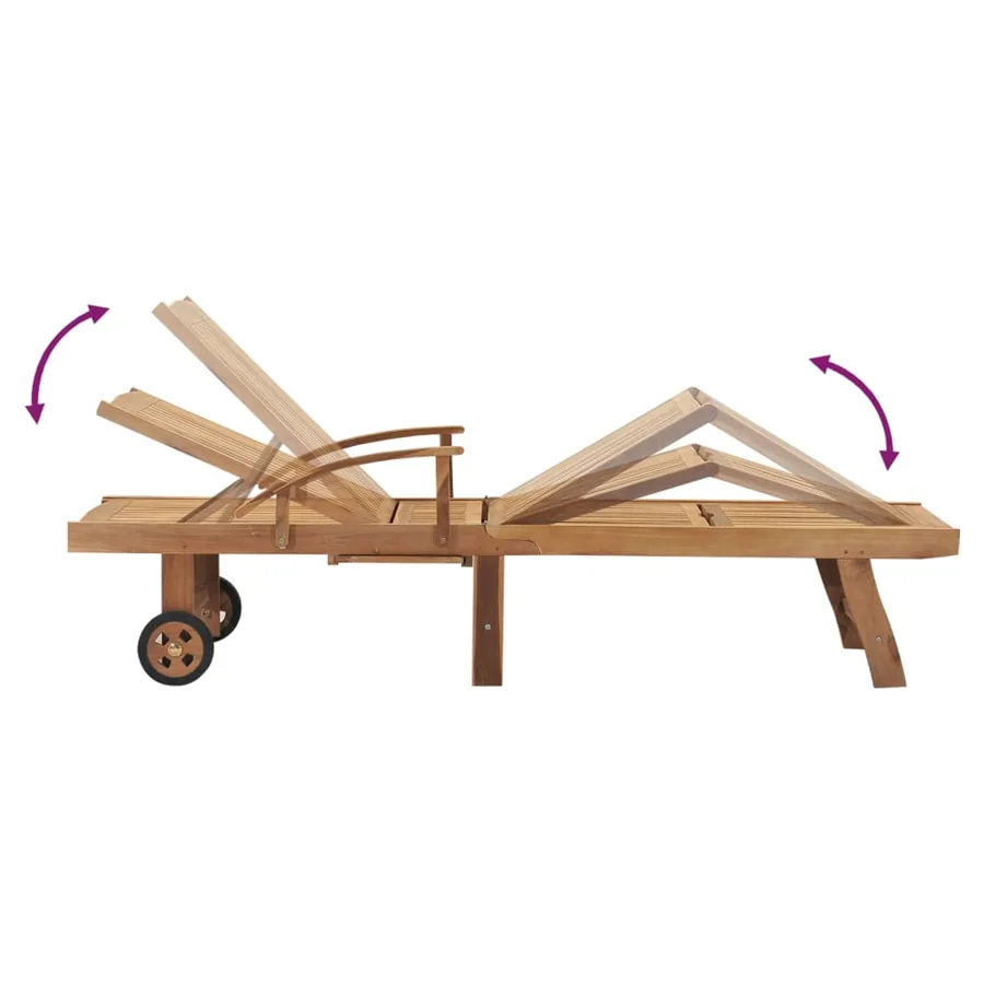 Chaise longue avec table Bois de teck solide - 6