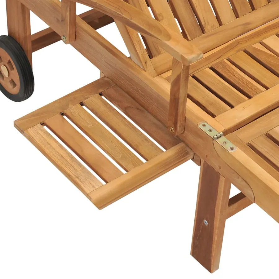 Chaise longue avec table Bois de teck solide - 7