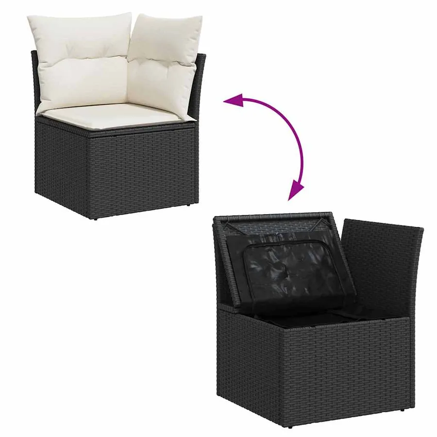 Ensemble de canapé de jardin 11 pcs Marron et Crème polyrotin - 11