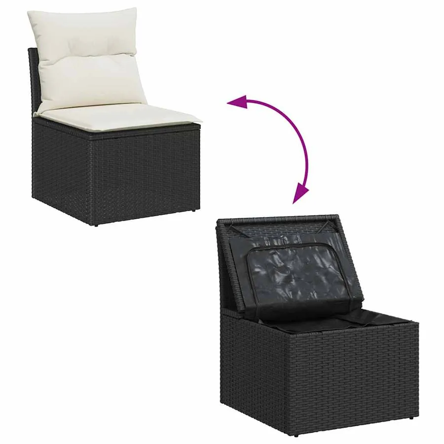 Ensemble de canapé de jardin 11 pcs Marron et Crème polyrotin - 8